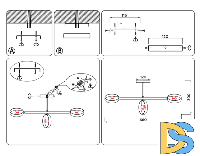 Люстра на штанге Ambrella Light Traditional TR8229