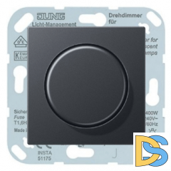 Светорегулятор поворотно-нажимной Jung ECO Profi 420 Вт ( LED 3-100 Вт ) Антрацит