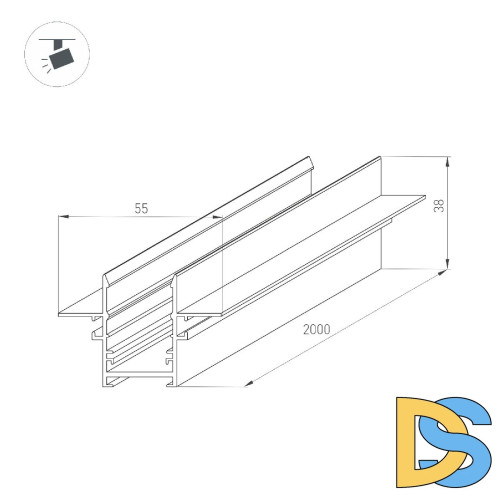 Шинопровод встраиваемый Arlight MAG-TRACK-2538-FDW-2000 046285