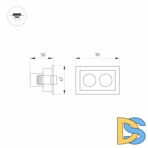 Встраиваемый светильник Arlight MS-Orient-Built-Turn-TC-S67x90-5W Warm3000 034876