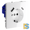 Розетка встраиваемая VOLTUM S70 с заземлением и защитными шторками, 16А, с USB, A+С, (белый глянцевы