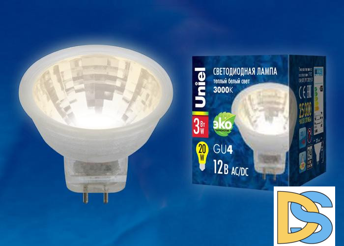 Лампа светодиодная (UL-00001672) Uniel GX53 8W 3000K матовая LED-GX53-8W/WW/GX53/FR PLZ01WH