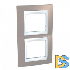 Рамка 2-ая (двойная) вертикальная, Коричневый/Белый, серия Unica, Schneider Electric
