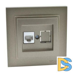 Розетка телефонная Rj45 Cat3 Mono Electric Despina-Larissa бронза 500-002325-124
