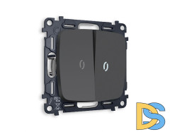 Комплект механизма 2-кл проходного выключателя с подсветкой Ambrella Volt Omega MO904035