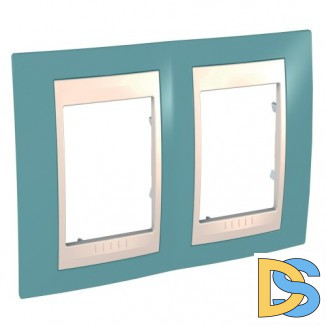 Рамка 2-ая (двойная), Синий/Бежевый, серия Unica, Schneider Electric