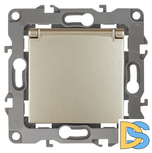 Розетка 2P+E Schuko со шторками с крышкой Эра 12-2103-04 Б0014696