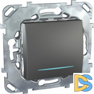 Выключатель 1-клавишный, перекрестный с подсветкой (с трех мест), Графит, серия UNICA TOP/CLASS, Schneider Electric