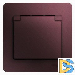 Розетка 1-ая электрическая, с заземлением и крышкой, защитными шторками, Баклажановый, серия Glossa, Schneider Electric