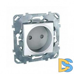 Розетка 1-ая электрическая без заземления с защитными шторками, Белый, серия Unica, Schneider Electric