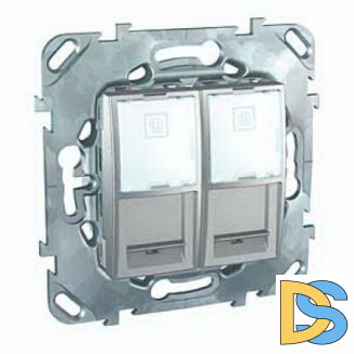 Розетка компьютерная 2-ая кат.6, RJ-45 (интернет), Алюминий, серия UNICA TOP/CLASS, Schneider Electric