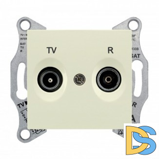 Розетка телевизионная проходная ТV-FМ 8dB, Бежевый, серия Sedna, Schneider Electric