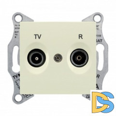 Розетка телевизионная проходная ТV-FМ 8dB, Бежевый, серия Sedna, Schneider Electric