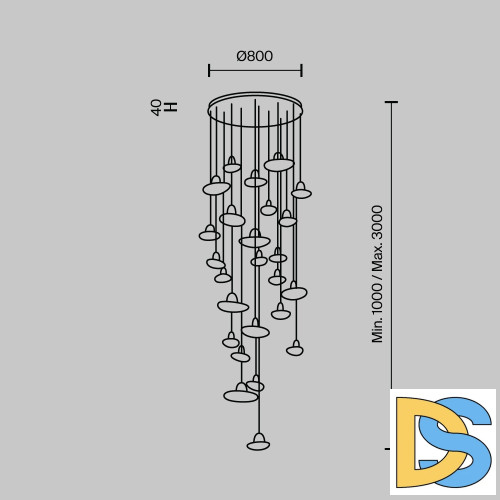 Каскадная люстра Modestyle MS.2326.25 BK