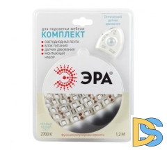 Светодиодная лента ЭРА 4,8W/m 30LED/m 2835SMD теплый белый 1,2M 2835move-4,8-30-12-2700-1,2m Б0043072