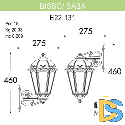 Уличный настенный светильник Fumagalli K22.131.000.AYF1RDN