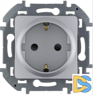 Розетка Legrand Inspiria 1-я с/з со шторками алюминий , 673732