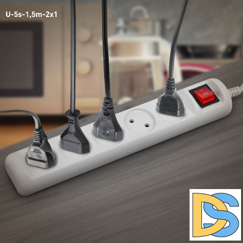 Удлинитель электрический Эра U-5s-1,5m-2x1 Б0044055