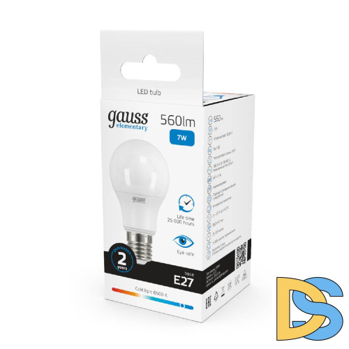 Лампа светодиодная Gauss E27 7W 6500K матовая 23237A