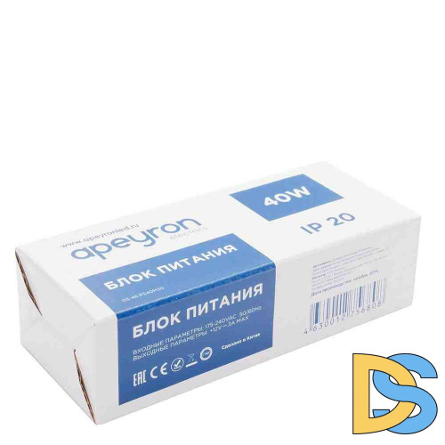 Блок питания Apeyron 12В 40Вт IP20 3,2А 03-46