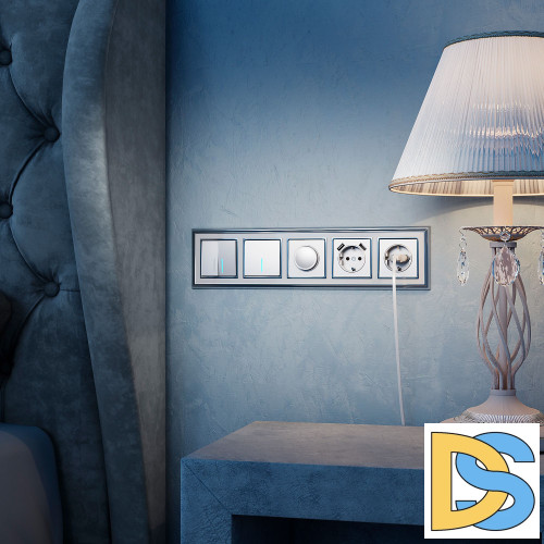 Розетка с заземлением, шторками и USBх2 Werkel (серебряный) W1171506