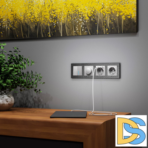 Розетка с заземлением, шторками и USBх2 Werkel (серебряный) W1171506