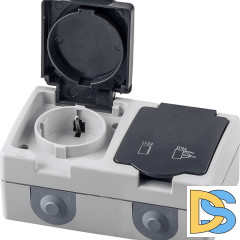 Розетка 2-местная с крышкой Stekker 32754