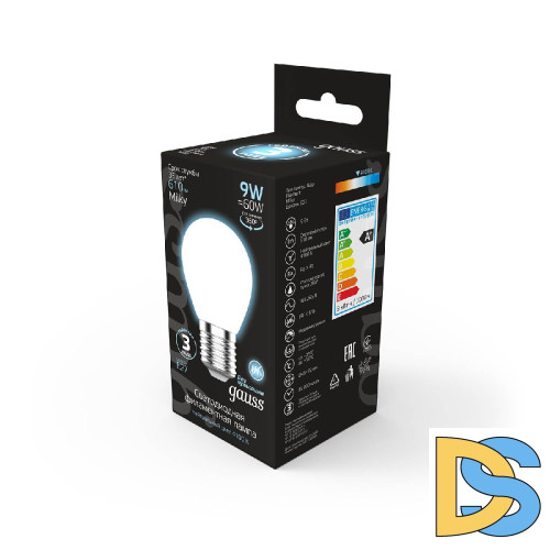 Лампа светодиодная филаментная Gauss E27 9W 4100К матовая 105202209