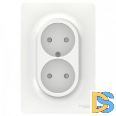 Розетка 2-ая электрическая без заземления с защитными шторками, Белый, серия Unica New, Schneider Electric