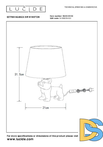 Настольная лампа Lucide Extravaganza Sir Winston 13533/81/30