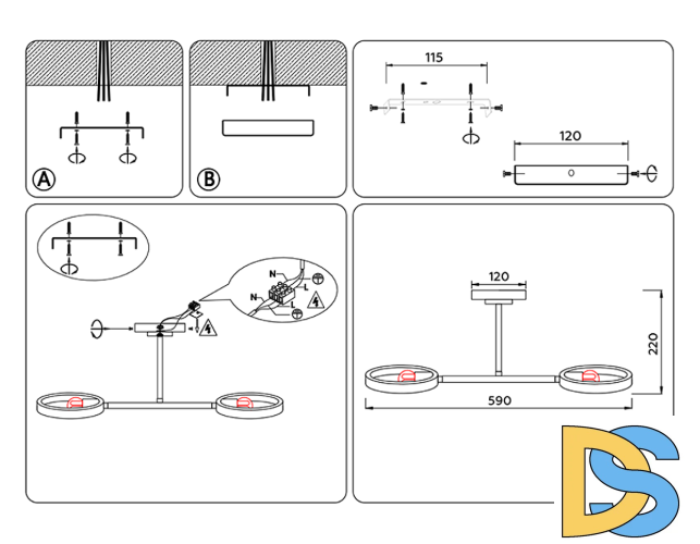 Люстра на штанге Ambrella Light Traditional TR8243