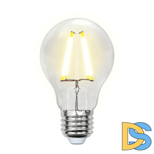Лампа светодиодная филаментная (UL-00001372) Uniel E27 8W 4000K прозрачная LED-A60-8W/NW/E27/CL PLS02WH