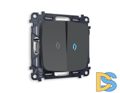 Комплект механизма 2-кл проходного выключателя с подсветкой Ambrella Volt Omega MO904040