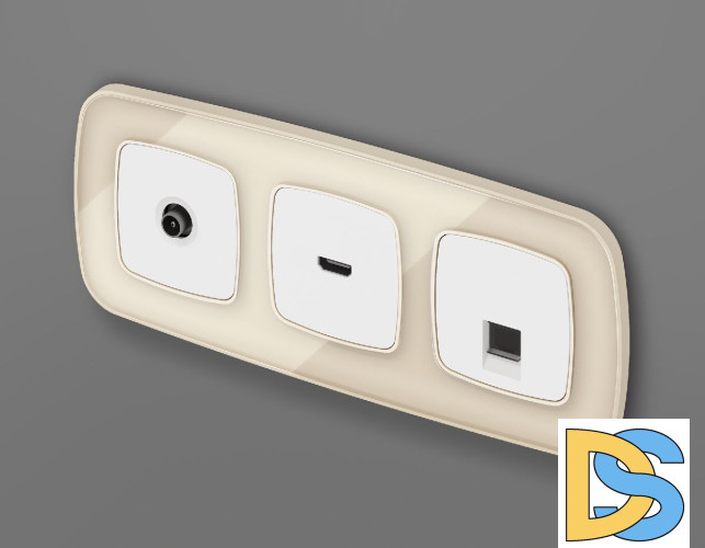 Лицевая панель для компьютерной/телефонной розетки RJ-45/RJ-11 Ambrella Volt Omega OP1320