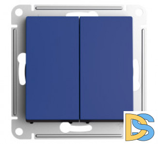 Выключатель 2-клавишный проходной (с двух мест), Аквамарин, серия Atlas Design, Schneider Electric