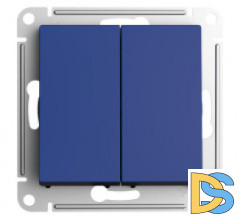 Выключатель 2-клавишный проходной (с двух мест), Аквамарин, серия Atlas Design, Schneider Electric