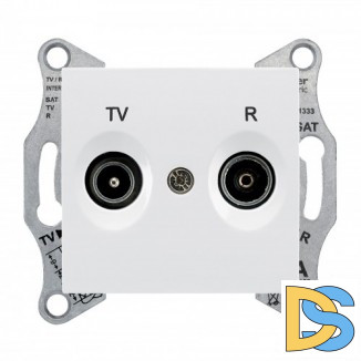 Розетка телевизионная проходная ТV-FМ 8dB, Белый, серия Sedna, Schneider Electric