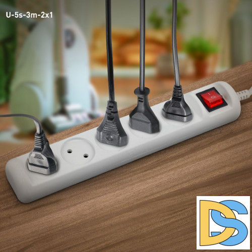 Удлинитель электрический Эра U-5s-3m-2x1 Б0044056