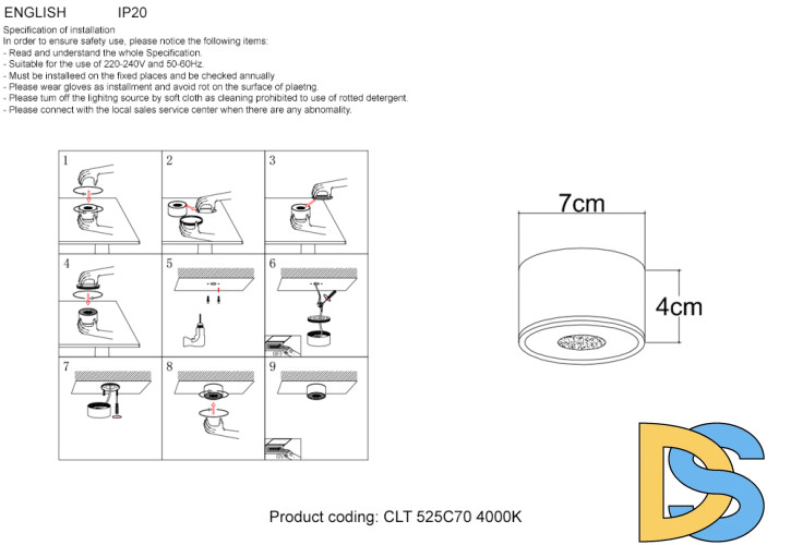 Накладной светильник Crystal Lux CLT 525C70 GO 4000K