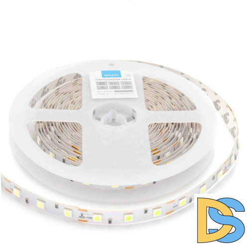 Светодиодная лента Apeyron 12В СТ 14,4Вт/м smd5050 60д/м IP67 (НАНО) 700Лм/м 5м 6500К 00-73