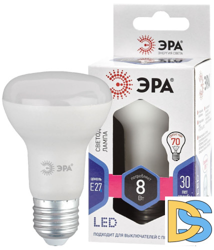 Лампа светодиодная Эра E27 8W 6000K LED R63-8W-860-E27 Б0048024