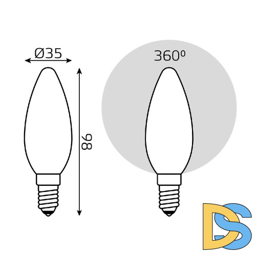 Лампа светодиодная филаментная диммируемая Gauss E14 9W 3000К матовая 103201109-D