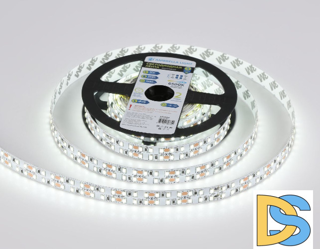 Светодиодная лента двухрядная Ambrella Light LED Strip 12В 2835 19,2Вт/м 6500K 5м IP20 GS1603