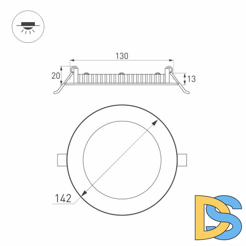 Встраиваемый светодиодный светильник Arlight DL-142M-13W Warm White 020110