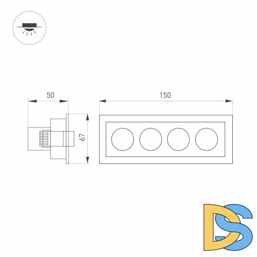 Встраиваемый светильник Arlight MS-Orient-Built-Turn-TC-S67x150-10W Warm3000 037208