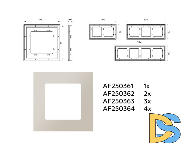Рамка двухместная Ambrella Volt Qubi AF250362