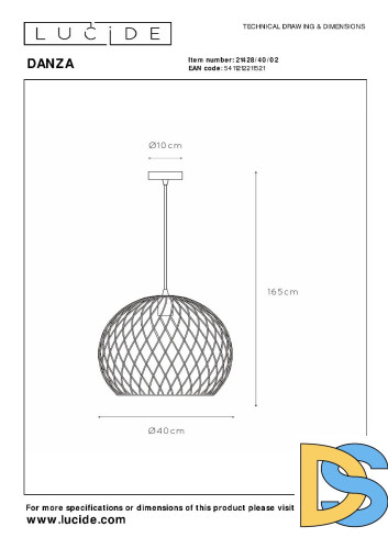 Подвесной светильник Lucide Danza 21428/40/02