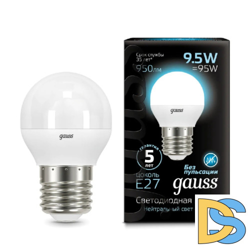 Лампа светодиодная Gauss E27 9.5W 4100K матовая 105102210
