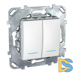 Выключатель 2-клавишный, с подсветкой, Белый, серия Unica, Schneider Electric