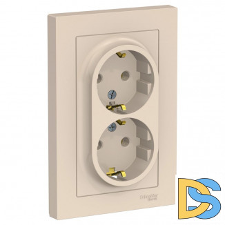 Розетка 2-ая с заземлением, Бежевый, серия Atlas Design, Schneider Electric